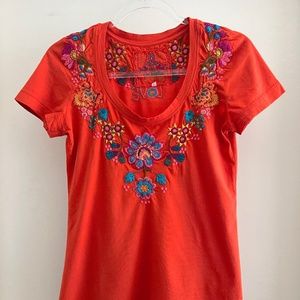 Johnny Was Embroidered Floral Top